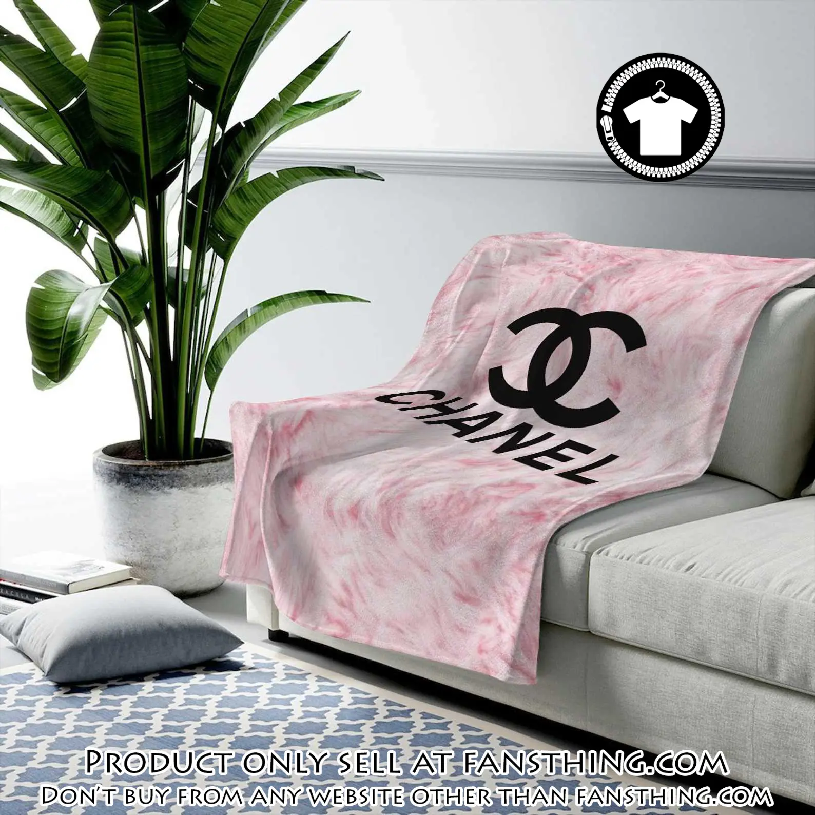 Chanel pinky fashion luxury brand premium blanket fleece home decor fst4927269